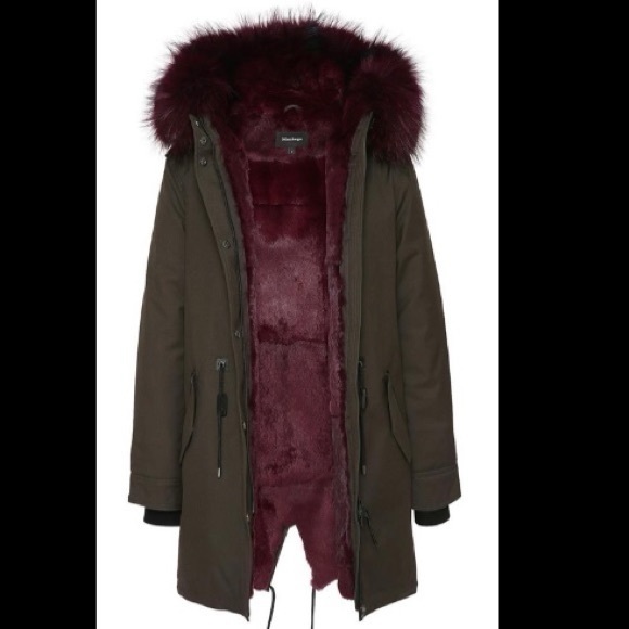 Mackage Jackets & Blazers - Mackage Moritz Twill Parka with Fur Lined Hood Green and Burgundy